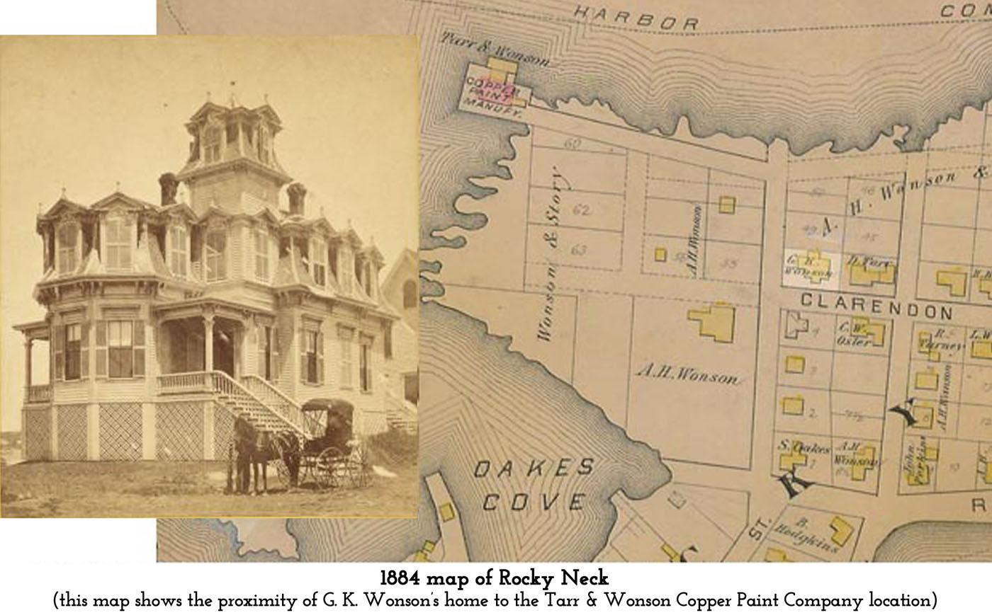map showing residence of Gardner K. Wonson