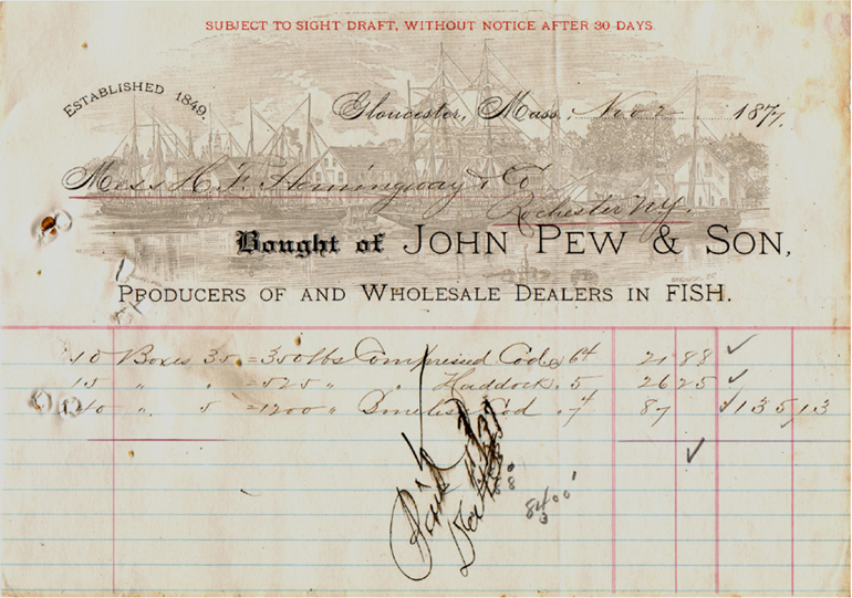 1877 John Pew & Sons billhead