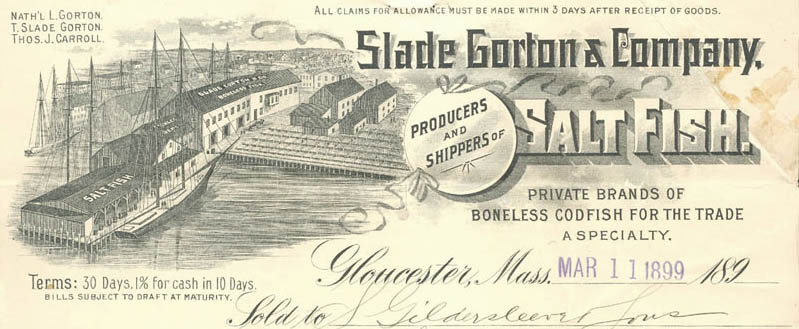 1899 Slade Gorton billhead